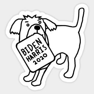 Cute Dog with Biden Harris Sign Outline Sticker